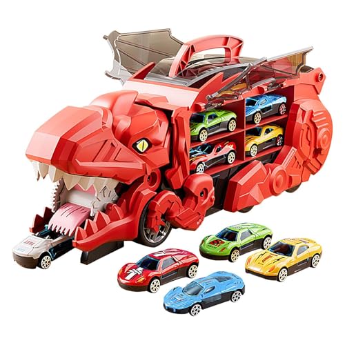 Uonguon Dinosaur Truck Toys, Pull Back Car Set, Race Track Truck Toy, Dinosaur Pull Back, Toddler Car Toys, Dinosaur Car Toy Set,Truck with Dinosaur, Portable Race Track Toy, von Uonguon