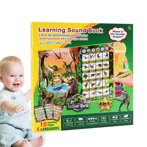 Interactive Reading Toy, Talking Learning Books, Bilingual Spanish English Russian Arabic, Toddler Sound Books, Musical & Educational Toy, 9.25x0.79x10.04 Inches, for Kids 2+ von Uonguon