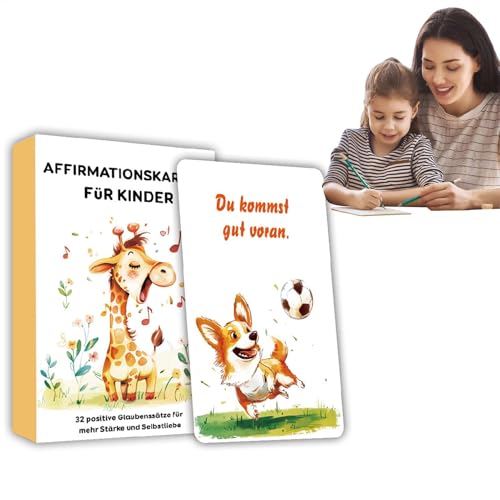 Kids Affirmation Cards, 32 German Positive Affirmation Flash Cards, Empowering Quotes Confidence Building, Animal Themed Educational Toy for Meditation,4.72x3.15x0.04 inches von Uonguon