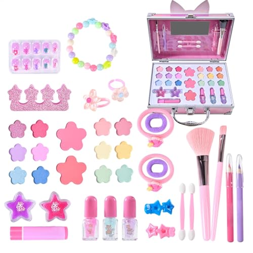 Kids Makeup Kit, Washable Makeup Set, Princess Cosmetic Playset, Educational Toddler Facial Toys, (Multicolor) Cosmetic Pretend Play for Girls, 10.24x6.3x3.39 inches von Uonguon