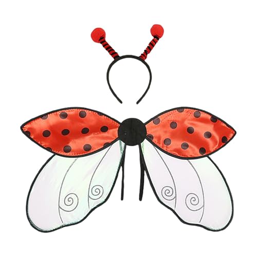 Ladybug Wing | Whimsical Ladybug Wings Costume | Cute Halloween Accessories For Stage Performances | Ladybug Headband For Kids And Adults | Vibrant -themed Attire von Uonguon