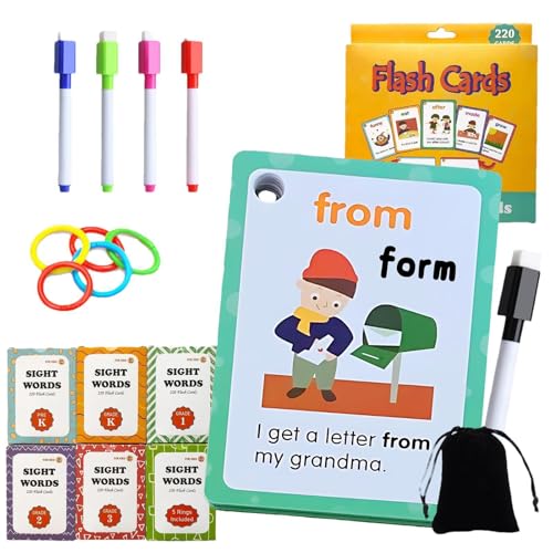 Learning Flash Cards, Educational Flash Cards, Homeschool Sight Words Cards, Spelling Flashcard Game, Sight Words Educational Toys, Learning Flash Cards for Kids, Sight Words Flash Cards Set, von Uonguon