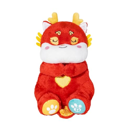 Lighted Plush Dragon, Breathing Stuffed Animal Doll, Music Toy with Breathing Light, Great Gift Idea, Comforting and Interactive, Perfect for Boys, Girls, and 33cm Red von Uonguon