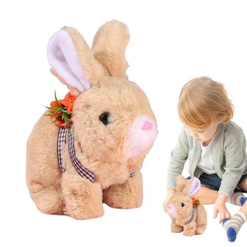 Realistic Bunny Plush, Interactive Plush Toy, Electronic Pet Rabbit, Twitching Ears, Stuffed Bunny Figure, 6.3x3.54x6.3 Inches, + ABS + Metal, Cute Animal von Uonguon