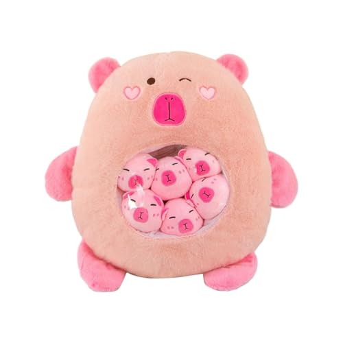 Stuffed Capybara Plush Toy, Cute Capybara Pillow with 6 Detachable Small Dolls, Soft Animal Nap Cushion, Cozy Doll Home Decor, 3.15x3.54 Inches Perfect for Boys' Bedroom Decor von Uonguon