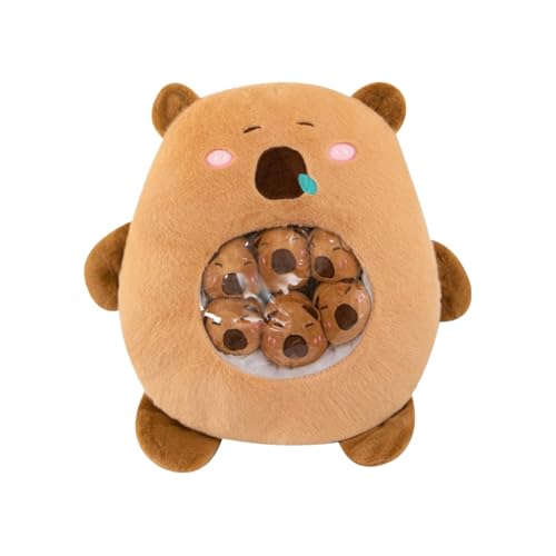 Stuffed Capybara Plush Toy, Cute Capybara Pillow with 6 Detachable Small Dolls, Soft Animal Nap Cushion, Cozy Doll Home Decor, 3.15x3.54 Inches Perfect for Boys' Bedroom Decor von Uonguon