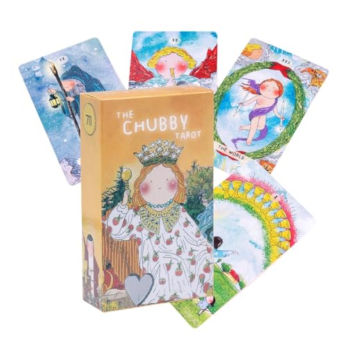 The Chubby Tarotkarten, 79 Stück, originelles Tarotdeck, Wahrsagerei, perfektes Wahrsager-Werkzeug für Anfänger und Experten, kompakte Größe 12 x 7 cm für einfaches Lesen und Aufbewahren, lustiges und von Uonguon