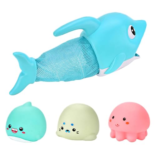 Toddler Bath Toy Fishing Set | Fun Fish Figures Bathing | Dolphin-Shaped Interactive Pool and Girls in Bathtubs and Pools | Preschool Pool Toys von Uonguon