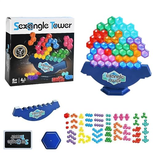 Uonguon Balance Stacking Game, Hexagonal Board Blocks, Educational Toy for Kids & Adults, Attractive Design, Learning Activity 6.65x6.65 inches for Game Night & Family Fun von Uonguon