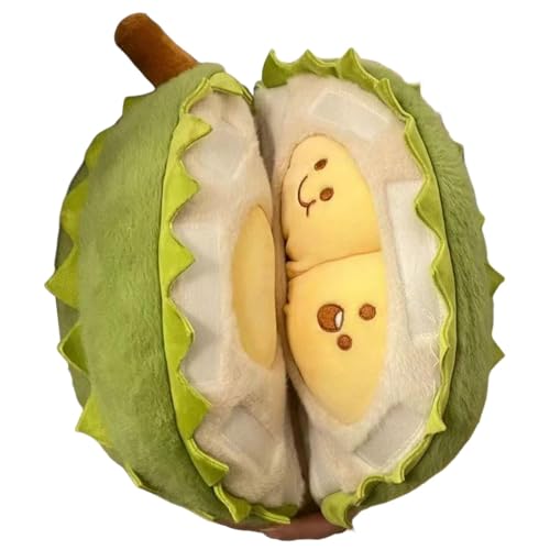 Uonguon Durian Stuffed Toy, Creative Detachable Throw Pillow, Cute Peeling Durian Plush Doll, Relaxation Toy for Home, Living Room, Bedroom, Soft Plush Companion for Kids and Adults von Uonguon