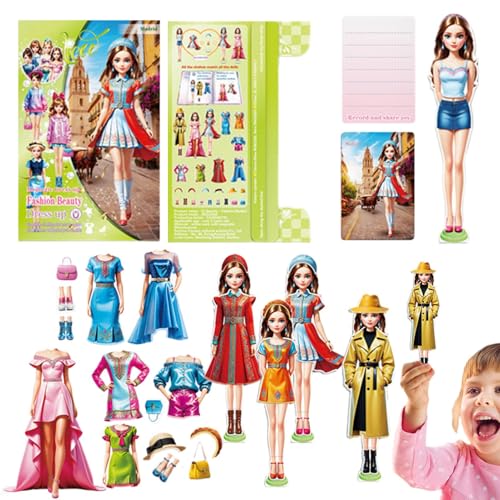 Uonguon Magnetic Paper Dolls, Princess Dress-Up Game, Magnetic Dress Up Stickers, Toddler Activity Toy, Dress-Up Sticker Book, Children's Educational Toy, Magnet Dress Up Game, von Uonguon