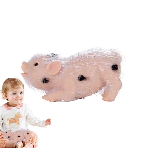 Uonguon Silikon-Schweine-Puppenspielzeug, realistische niedliche Vollsilikon-Ferkel, weiche wiedergeborene Tierfiguren, Miniatur-Raumdekoration für Wohnzimmer und Heimdekoration, 12 x 5 x 6 cm von Uonguon