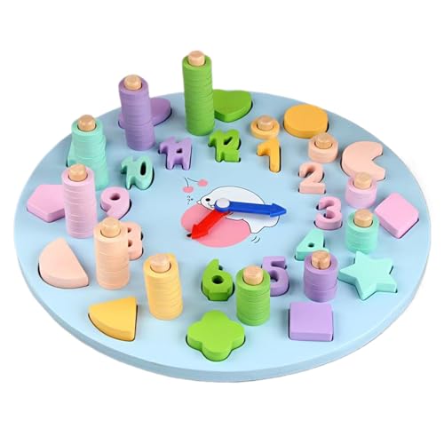 Uonguon Wooden Number Shape Sorter Toy, Clock Toy, Educational Clock Toy Clock Toy for Toy Clock Clock Learning Toy Interactive Clock Toy Childrens Clock Toy Clock Toy for Kids von Uonguon