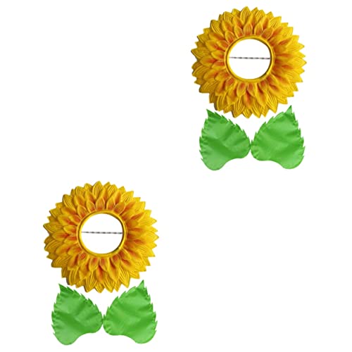 Uonlytech 2 Sets Kopfschmuck Stirnband Cosplay Sonnenblumen-Kopfbedeckung Sonnenblumen-Kostüm Halloween Sonnenblumen-Kopfbedeckung Hut Das Outfit Kinder von Uonlytech