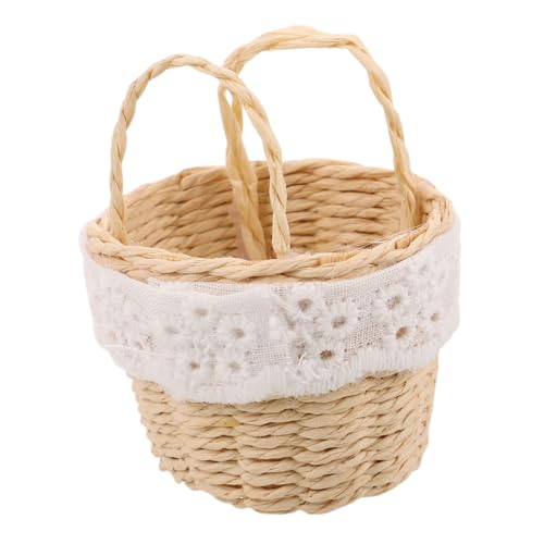 Uonlytech Handgewebter Miniatur Blumenkorb aus Imitations-Rattan Leichter Stabiler Mini-Korb für Puppenszenen und Landschaftsdekoration Handgefertigtes Accessoire für Puppenhäuser und Uonlytech Handgewebter Miniatur Blumenkorb aus Imitations-Rattan Leichter Stabiler Mini-Korb für Puppenszenen und Landschaftsdekoration Handgefertigtes Accessoire für Puppenhäuser und von Uonlytech