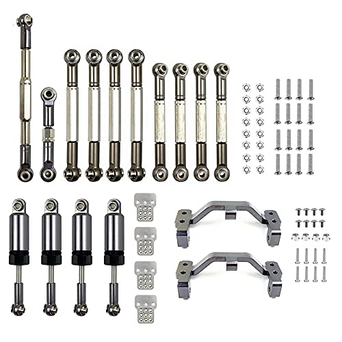 Uooduby 1 Satz Metall Lenkung GestäNge Ziehen Stangen Halterung Sitz Stoß DäMpfer Set für C14 C24 C24-1 1/16 RC Auto Upgrade Teile, von Uooduby