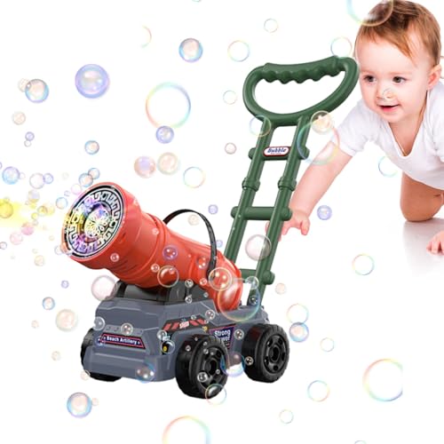 Bubble-Rasenmäher für Kinder,Bubble-Rasenmäher, Lustige Blasengebläse-Maschine, Blasenmacher-Maschine, Neuheit Bubble Maker Blower Elektrischer Seifenblasenmacher mit Licht und Musik für Kinder ab 3 J von Uoqpty