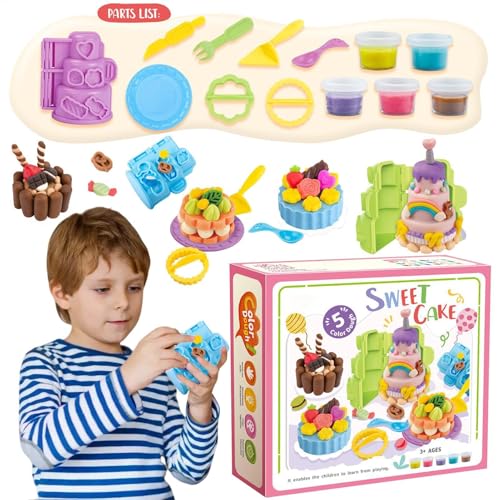 Uoqpty Farbteig-Spielzeug für Kinder, Farbteig-Set | Play Food Spielknete-Sets für Kinder | Waffel-Pizza-Burger-Maker, Kochspielzeug, zum Spielen, Kochen, Ton, Kunst, Ton und Teig für Weihnachten, von Uoqpty