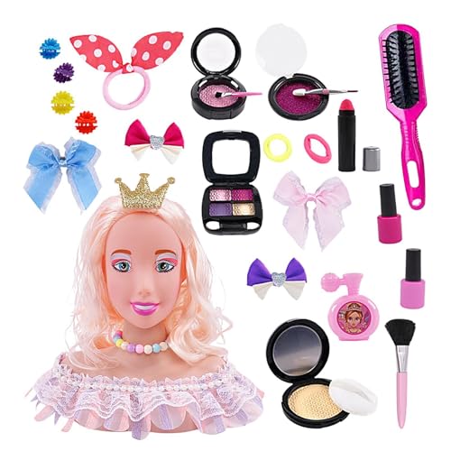 Uoqpty Haarflecht-Mannequin-Kopf, Haar-Mannequin-Kopf für Kinder, Mannequin Styling Kopf Haarpuppe, Kosmetologische Haarstyling-Schaufensterpuppenköpfe für Mädchen und Kinder ab 3 Jahren von Uoqpty