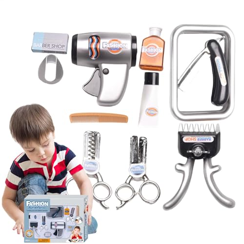 Uoqpty Spielzeug-Friseur-Set für , Kinder-Friseursalon-Spielset | Barber Shop -Spielset | Friseurset, interaktives Spielzeug-Friseursalon-Spielset, -Rollenspielspielzeug für Outdoor-Reisen von Uoqpty