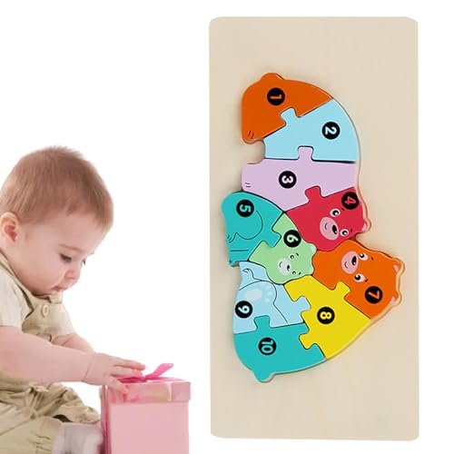 Uoqpty Tierpuzzle aus Holz, Zahlenpuzzle | Holztier-Puzzlespielzeug,Bunte niedliche pädagogische Puzzle-Tiere für Kinder, Mädchen-Geburtstag von Uoqpty