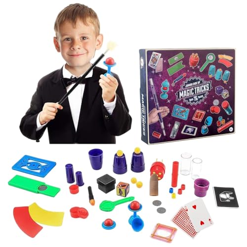 Uoqpty Zauberset Für Kinder, 1 Set Zaubertricks Für Kinder, Zaubertricks, Denkspiel, Streiche, Requisiten, Neuartige Interaktive Zaubertricks, Spiele, Zauberspielzeug, Geschenke, 17 Arten von Uoqpty