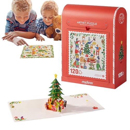 Uozonit Puzzles für Kinder,120-teilige Weihnachtspuzzles - Weihnachtsspielzeug, Puzzle für Anfänger, Lernspielzeug für Jungen und Mädchen im Alter von 4–6 Jahren, Partygeschenke von Uozonit
