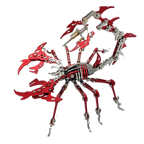 UpGLeuch Bunte 3D Metall Puzzles Skorpion für Erwachsene, DIY Bauspielzeug 3D Metall Skorpion Modell Bausätze mit Werkzeug, Desktop Spielzeug Geschenke für Erwachsene (Rot) von UpGLeuch