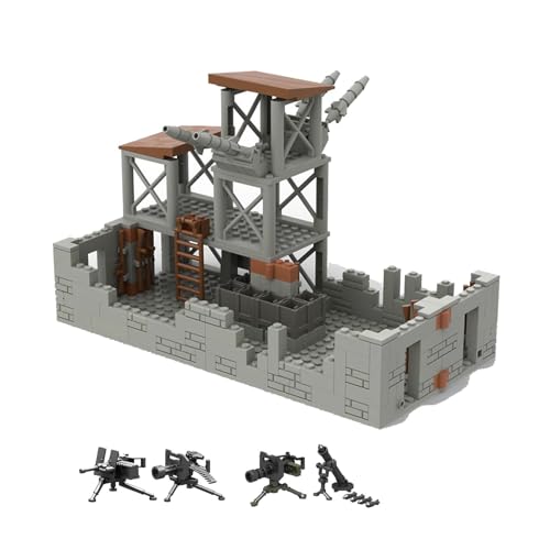 UpGLeuch Klemmbausteine WW2 Militär Szene mit Militär Waffen Set, Militär Basis Bausteine Diorama Bausatz ww2 Militärspielzeuge von UpGLeuch