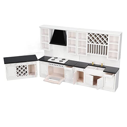 Puppenhaus-Küchenmöbel-Set im Maßstab 1:12, inklusive moderner Miniatur-Küchenschränke, ideal für Puppenhaus-Dekoration, Landschaftsornamente und Foto-Requisiten von Uplory