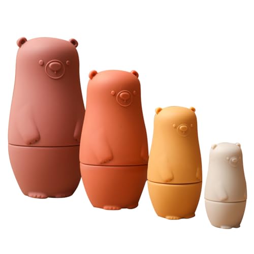 4 Stück Silikon Matroschka Bärenfiguren Matrjoschka Russische Silikon Tier Nesting Doll Klassisch Stapel Puppe frühe Bildung Kinderspielzeug Für Partys Festivals Wohnzimmer Schlafzimmerdekorationen von Uposao