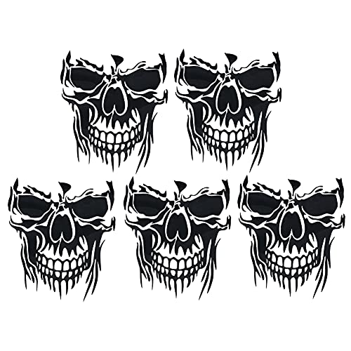 Aufkleber Totenkopf, Totenkopf, 5 Stück Halloween Sticker Auto Schädel Motorhaube Aufkleber Totenkopf Kapuze Auto Aufkleber Totenkopf Auto Aufkleber für Karosserie LKW Heckklappe Fenster Tür (schwarz) von Uposao