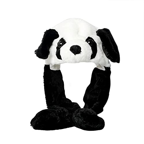 Lustige Tiermütze Plüsch Panda Mütze mit Beweglichen Ohren, Drücken der Tiermütze Machen die Ohren Bewegen Spielzeug Geburtstags Weihnachts Geschenk Cosplay Wintermütze Hut für Erwachsene Kinder von Uposao