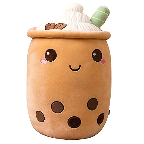 Uposao Bubble Tea Plüschtier, 35CM Boba Kuscheltier Plushie Gefülltes Cup-förmiges Dekorative Kissen Milchtee Softpuppe Kinder Plüsch Spielzeug Geschenk für Weihnachten, Geburtstag,Braun von Uposao