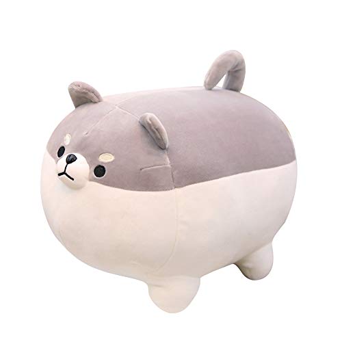 Uposao Corgi Plüschtier Hund Plüsch Kissen, Gefüllt Shiba Inu 3D Tier Dekokissen Hundepuppen weiche süße Shiba Inu Akita Kuscheltiere Spielzeug Geschenke für Baby Kinder,Grau,40CM von Uposao