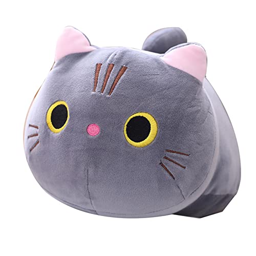 Uposao Katze Plüschtier, 25CM Kawaii liegend Katze Tier Puppe Kuscheltiere Stofftier Tier Plüschkissen Weiches Gefülltes Wurfkissen Spielzeug Geschenk zum Geburtstag für Kinder Mädchen Jungen,Grau von Uposao