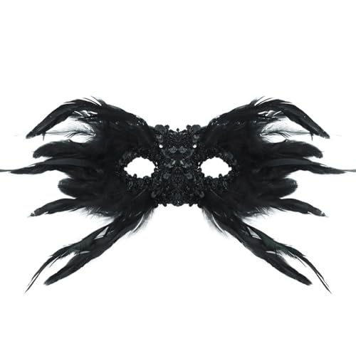 Uposao Maskerade Maske Gothic Federmaske Retro Gesichtsbedeckung Venezianische Maske Vintage Kostüm Karneval Maske für Damen Herren Kostüm Cosplay Abschlussball Karneval Zubehör von Uposao