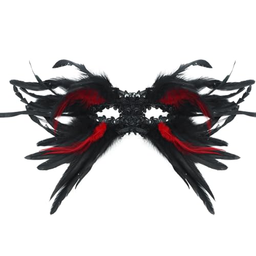 Uposao Maskerade Maske Gothic Federmaske Retro Gesichtsbedeckung Venezianische Maske Vintage Kostüm Karneval Maske für Damen Herren Kostüm Cosplay Abschlussball Karneval Zubehör von Uposao