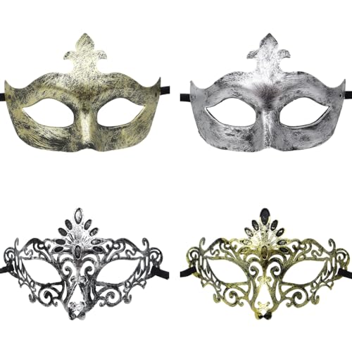 Uposao Maskerade Retro Gesichtsbedeckung Venezianische Maske Vintage Kostüm Karneval Maske für Damen Herren Kostüm Cosplay Abschlussball Karneval Zubehör von Uposao