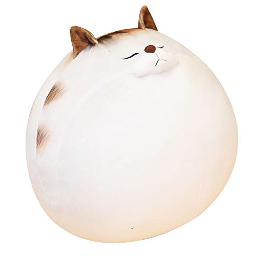 Uposao Nettes Fettes Katzenplüschkissen, 30CM Kawaii Katze Plüschtier Püppchen Stofftier Kuscheltier Weiche Kätzchenpuppe Weihnachten Geschenk Kuschelkissen für Kinder Mädchen Junge,Weiß von Uposao