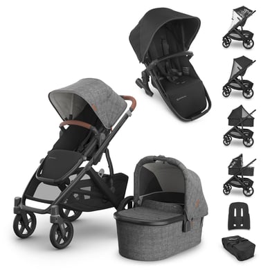 UPPAbaby Geschwisterset Vista V3 Greyson Charcoal Mélange inkl. Zweitsitz RumbleSeat Jake Charcoal von Uppababy