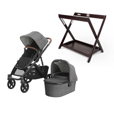 UPPAbaby Kinderwagen Vista V3 Greyson Charcoal Melange inklusive Babywannen Ständer Espresso von Uppababy