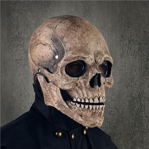 Upriver Halloween Maske Totenkopf Maske Gruselig Vollkopf Skelett Maske mit Beweglichem Kiefer, Horror Halloween Kostüm Deko für Herren Damen Halloween Party Rollenspiele von Upriver