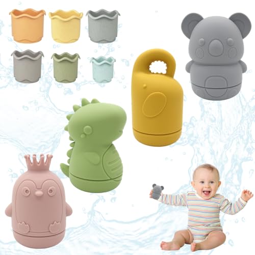 10PCS Badespielzeug für Babys, Badewannenspielzeug, Anti-Schimmel, Badespielzeug aus Silikon, ohne Schimmel, Wasserspielzeug für den Strand, Pool, Badewanne für Kleinkinder von UptVin