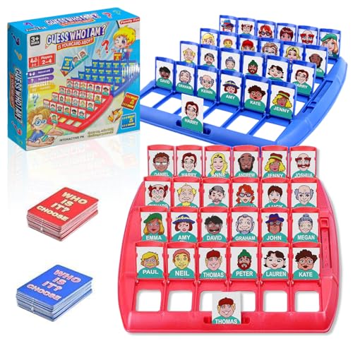 2PCS Wer Ist Es Spiel, Wer ist es Lustiges Ratespiel Brettspiel,Wer Ist Es Spiel Original,Guess What Spiel,Funny Games,Family Erraten Spiele,Wer Bin Ich Spiel Classic Guess Game für Family Spiele von UptVin