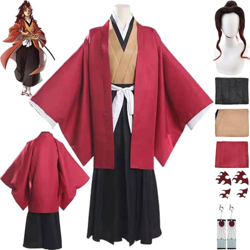 Anime Charakter Tsugikuni Yoriichi Cosplay Kostüm Outfit Dämonentöter Kimono Umhang Perücke Aufkleber Komplettset Halloween Party Karneval Anzug für Männer Jungen von UqaBs