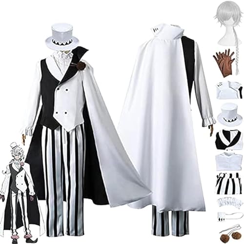 UqaBs Anime Bungou Stray Dogs Cosplay-Kostüm mit Perücke, Nikolai Gogol-Kostümuniform, Halloween-Mantelkleid, Kimono-Umhang von UqaBs