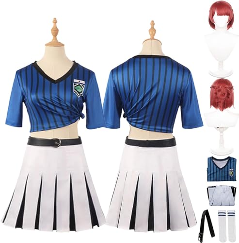 UqaBs Anime Charakter Anri Teieri Cosplay Kostüm Outfit Blue Lock Cheerleading Uniform Komplettset Halloween Karneval Party Dress Up Anzug mit Perücke von UqaBs