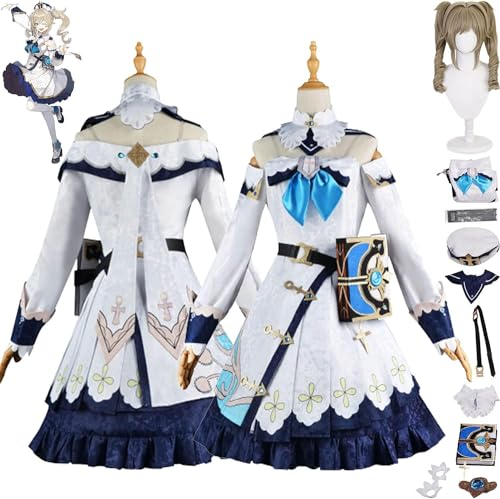 UqaBs Genshin Impact Barbara Cosplay Kostüm Outfit Spielfiguren Dehya Raiden Shogun Uniform Komplettset Halloween Karneval Party Dress Up Anzug mit Hut Perücke von UqaBs