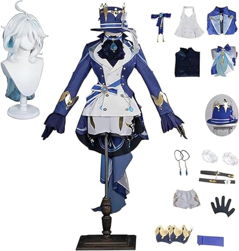 UqaBs Genshin Impact Focalors Cosplay Kostüm mit Perücke, Spiel Anime Männer Frauen Cosplay Uniformen Halloween Karneval Party Weihnachtskleid von UqaBs